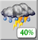 Oblačno, Slabe Showers i Chance Thunderstorms
